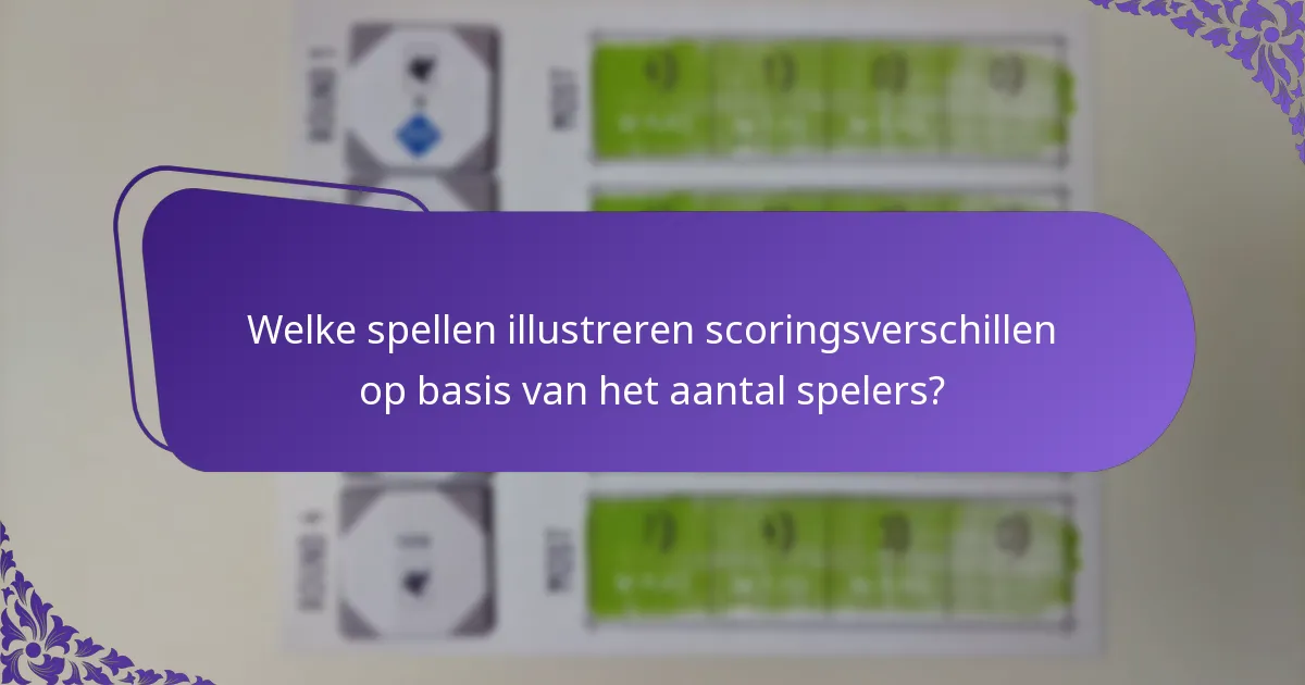 Welke spellen illustreren scoringsverschillen op basis van het aantal spelers?